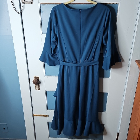 Maison Tara Women’s Sapphire Blue Ruffle Dress 16 - Picture 5 of 10